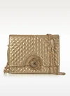 ROBERTO CAVALLI SMALL GOLD NAPPA STAR QUILTED LEATHER SHOULDER BAG