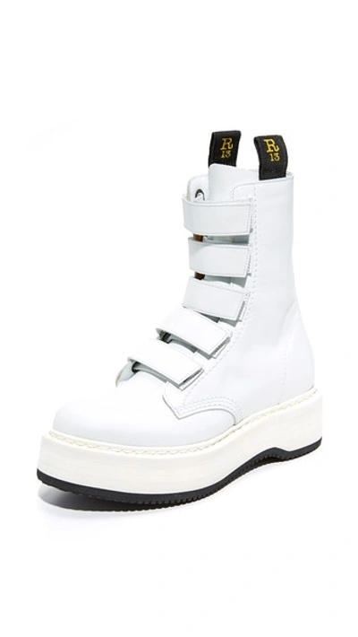 R13 Velcro Single Stack Boots In White
