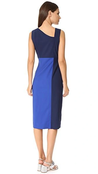 Shop Diane Von Furstenberg Sleeveless Asymmetrical Midi Dress In Midnight/klein Blue