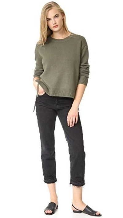 Shop Vince Lace Up Sweater In Olivewood
