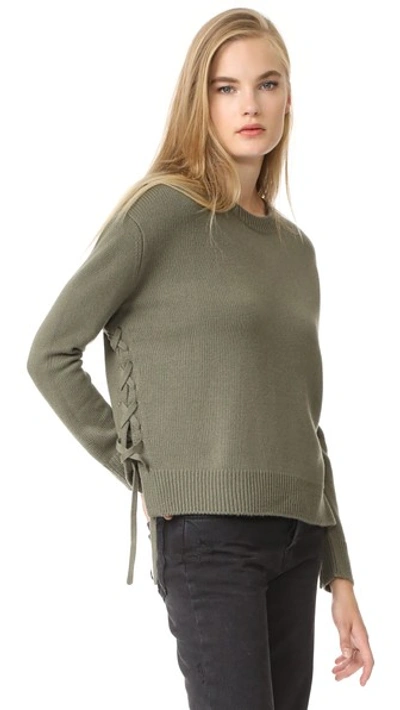 Shop Vince Lace Up Sweater In Olivewood