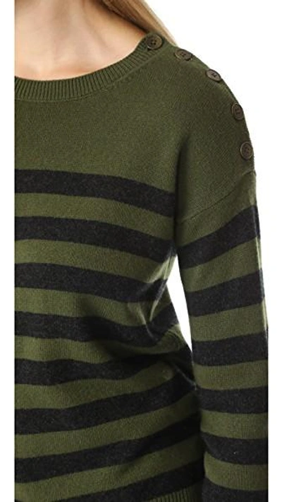 Shop Vince Shoulder Button Cashmere Sweater In Avocado/h Carbon