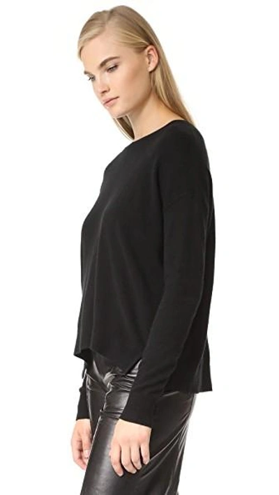 Shop Vince Cropped Wide Neck Jumper In Black