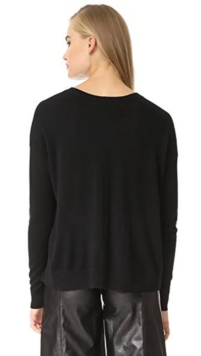 Shop Vince Cropped Wide Neck Sweater In Black