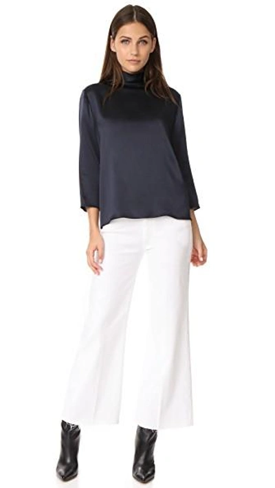 Shop Vince Mock Neck Blouse In Coastal