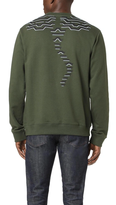 Shop Kenzo Geo Tiger Crew Sweatshirt In Black, Green