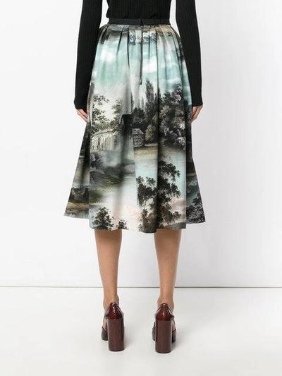 Shop Antonio Marras Landscape Pleated Midi Skirt - Multicolour