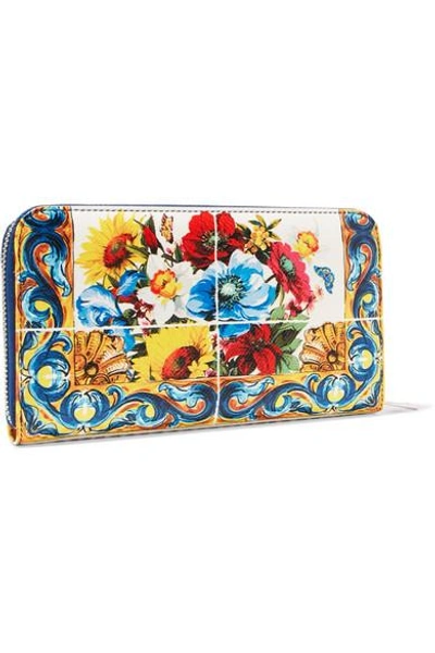 Shop Dolce & Gabbana Printed Textured-leather Continental Wallet