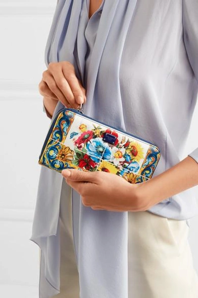 Shop Dolce & Gabbana Printed Textured-leather Continental Wallet