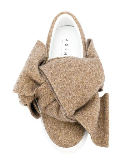 Shop Joshua Sanders Bow Slip-on Sneakers - Neutrals In Nude & Neutrals