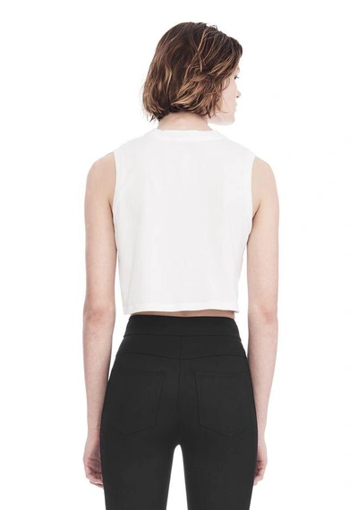 Shop Alexander Wang Crewneck Crop Top With Strict Patch In Butter