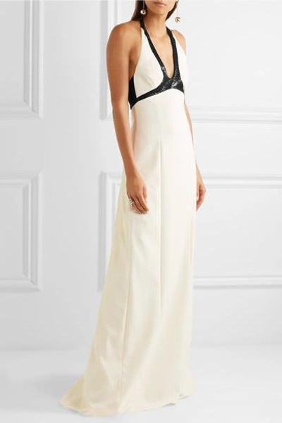 Shop Narciso Rodriguez Sequin-embellished Stretch Silk-blend Crepe Gown