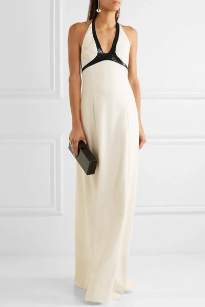 Shop Narciso Rodriguez Sequin-embellished Stretch Silk-blend Crepe Gown