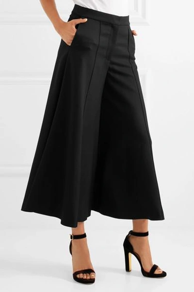 Shop Vilshenko Larina Wool-gabardine Wide-leg Pants In Black