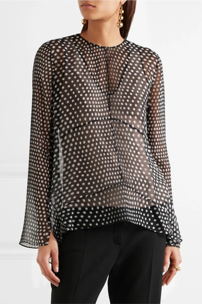 Shop Narciso Rodriguez Polka-dot Silk-chiffon Blouse