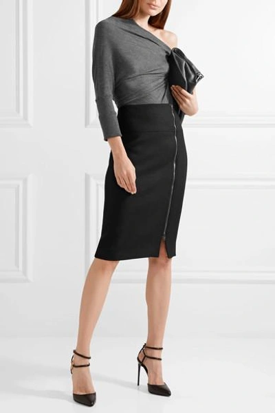 Shop Tom Ford Wool-blend Twill Pencil Skirt