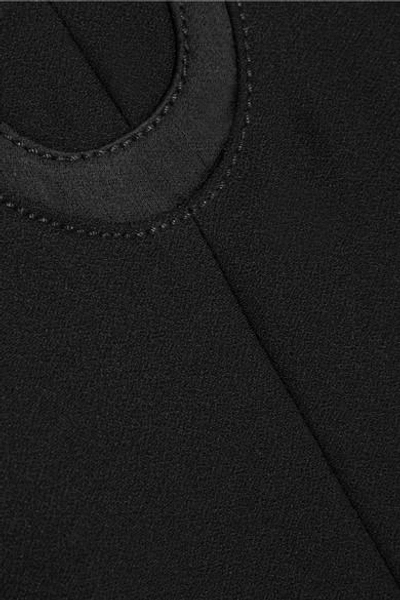 Shop Carven Satin-trimmed Crepe Dress In Black