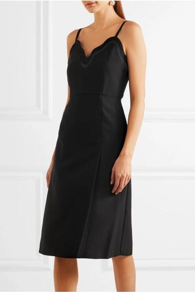 Shop Carven Satin-trimmed Crepe Dress In Black