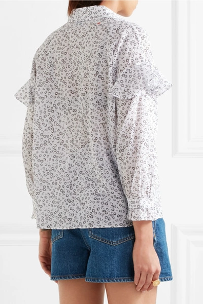 Shop M.i.h. Jeans Baylis Ruffled Floral-print Cotton-voile Shirt In White