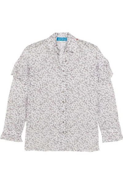 Shop M.i.h. Jeans Baylis Ruffled Floral-print Cotton-voile Shirt In White