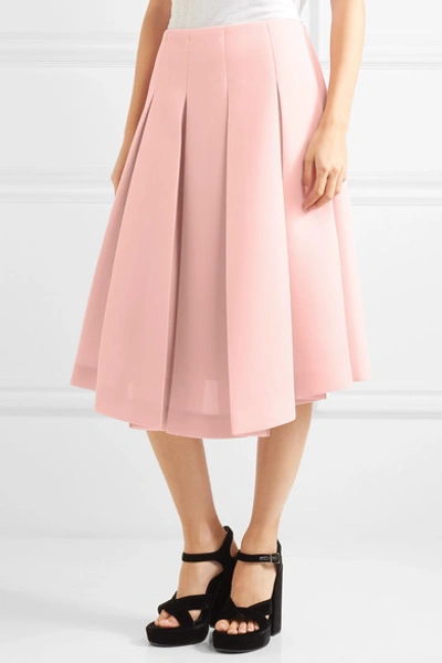 Shop Simone Rocha Pleated Scuba-mesh Midi Skirt