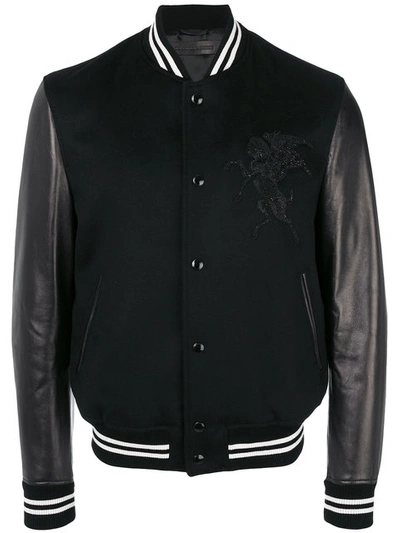 Alexander Mcqueen Cashmere-blend And Leather Bomber Jacket In Black