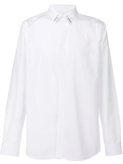 Shop Givenchy Embroidered Collar Tip Shirt