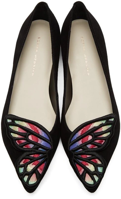 Shop Sophia Webster Black Bibi Butterfly Flats In Black & Multi