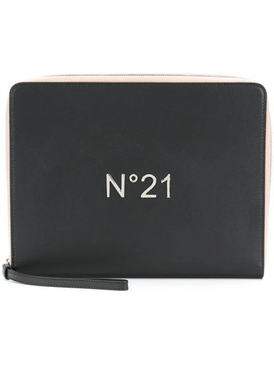 N°21 No21 - Logo Plaque Zipped Clutch 