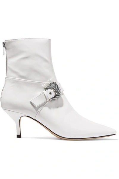 Shop Dorateymur Saloon Buckled Patent-leather Ankle Boots