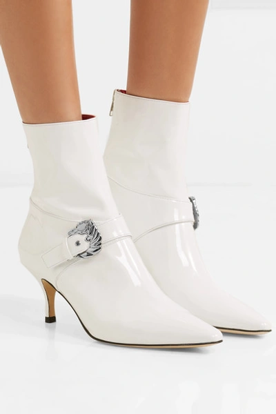 Shop Dorateymur Saloon Buckled Patent-leather Ankle Boots