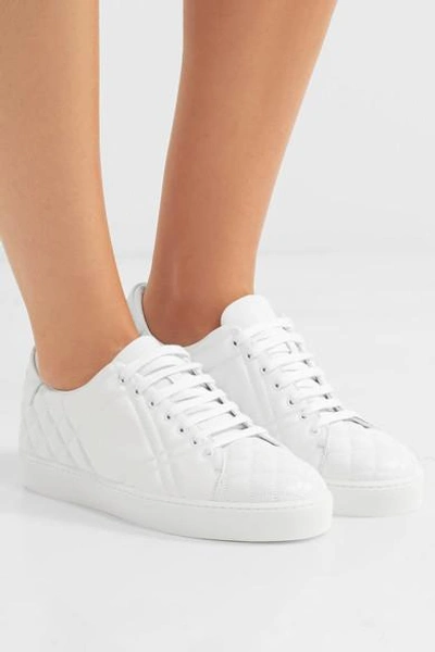 Shop Burberry Quilted Leather Sneakers
