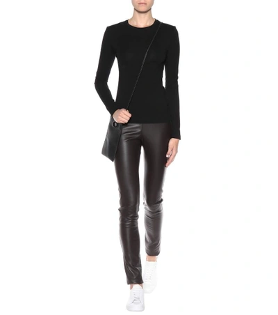 Shop Joseph Exclusive To Mytheresa.com – Leather Trousers In Dark Lrowe