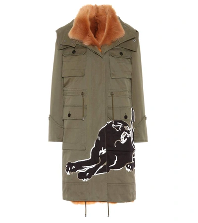 Valentino Panther Patch Hooded Jacket In Military Greee