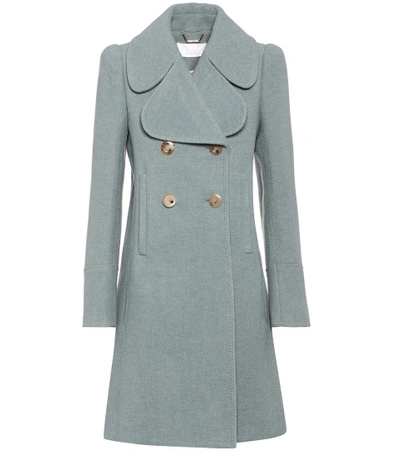Shop Chloé Wool-blend Coat In Steel Greee