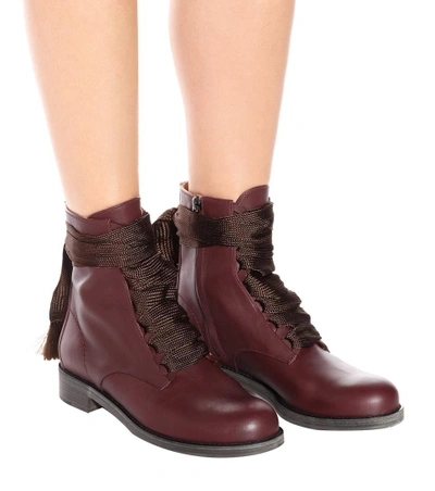 Shop Chloé Harper Leather Ankle Boots In Purple