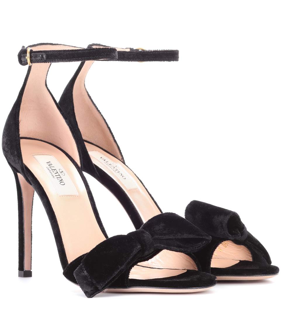 Valentino Garavani Velvet Sandals In Black | ModeSens