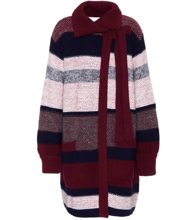 Shop Chloé Wool, Mohair And Cashmere-blend Cardigan In Multicolor Red