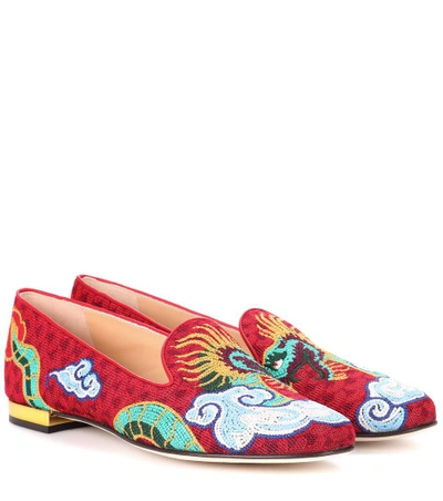 Shop Charlotte Olympia Dragon Woven Loafers In Multicoloured
