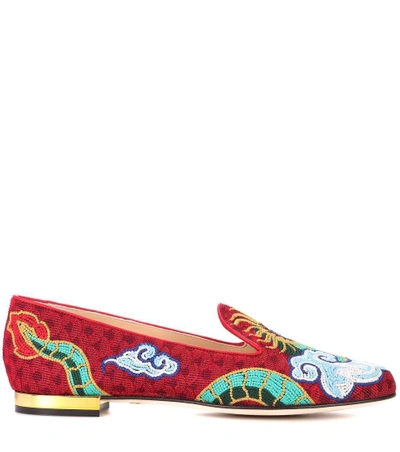 Shop Charlotte Olympia Dragon Woven Loafers In Multicoloured