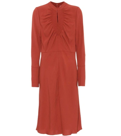 Chloé Ruched Midi Dress In Orange