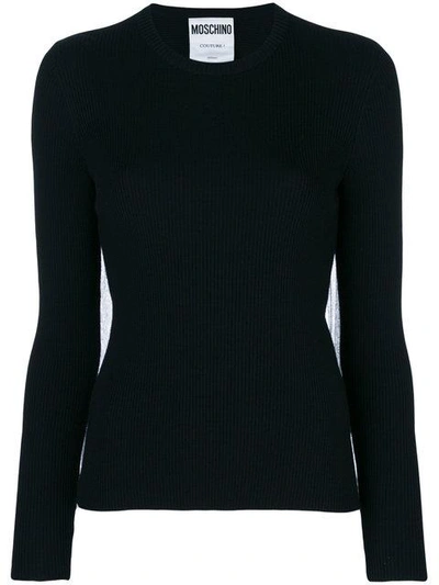 Shop Moschino Tulle Back Sweater In Black