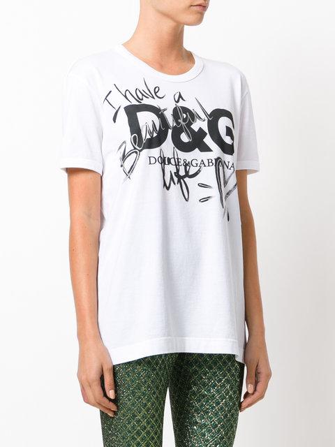Dolce Gabbana Have A Beautiful Life Cotton T Shirt White Modesens