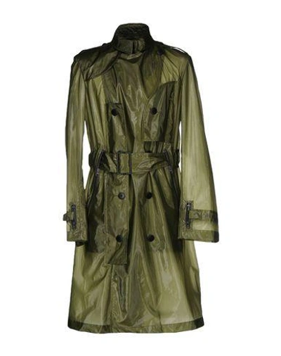 Shop Y-3 Overcoats In Military Green