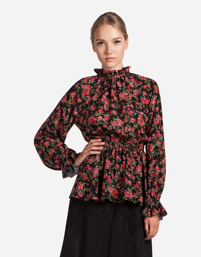 Dolce & Gabbana Floral-printed Silk Blouse In Multicolor