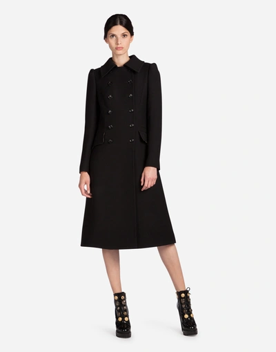 Shop Dolce & Gabbana Double-breasted Wool Coat In Black