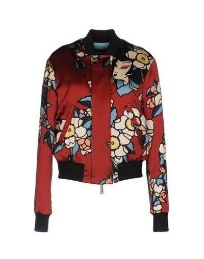 Shop Dsquared2 Bomber In Maroon