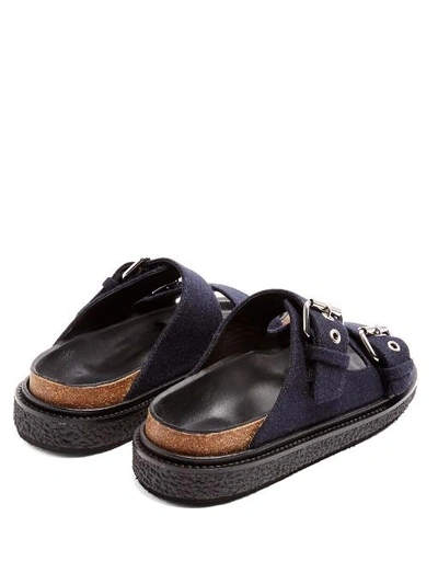 Isabel Marant Ledkin Flannel Flat Sandals In Navy | ModeSens