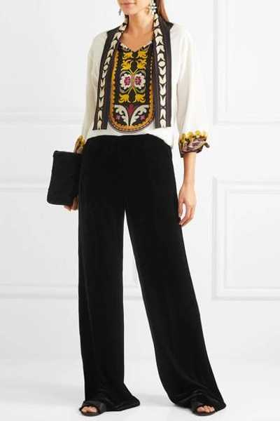 Shop Etro Velvet Wide-leg Pants