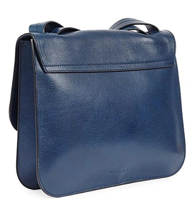 Shop Marni Pois Leather Shoulder Bag In Iolite